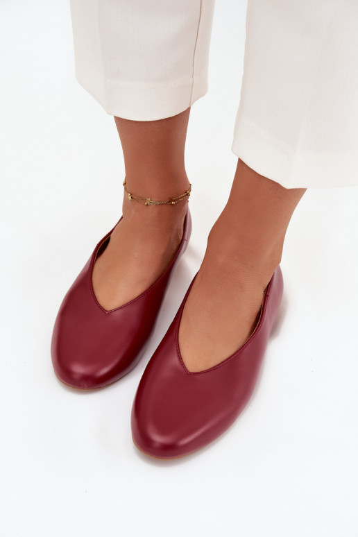 Ballerines pour femmes en éco-cuir avec talons larges de couleur bordeaux Olyssia