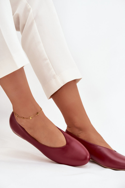 Ballerines pour femmes en éco-cuir avec talons larges de couleur bordeaux Olyssia