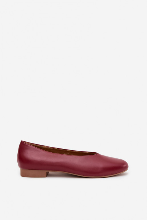 Ballerines pour femmes en éco-cuir avec talons larges de couleur bordeaux Olyssia