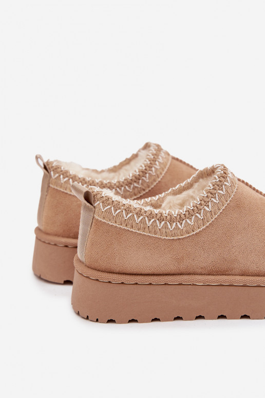 Kindersneeuwlaarzen met borduursel Prina, zandkleur