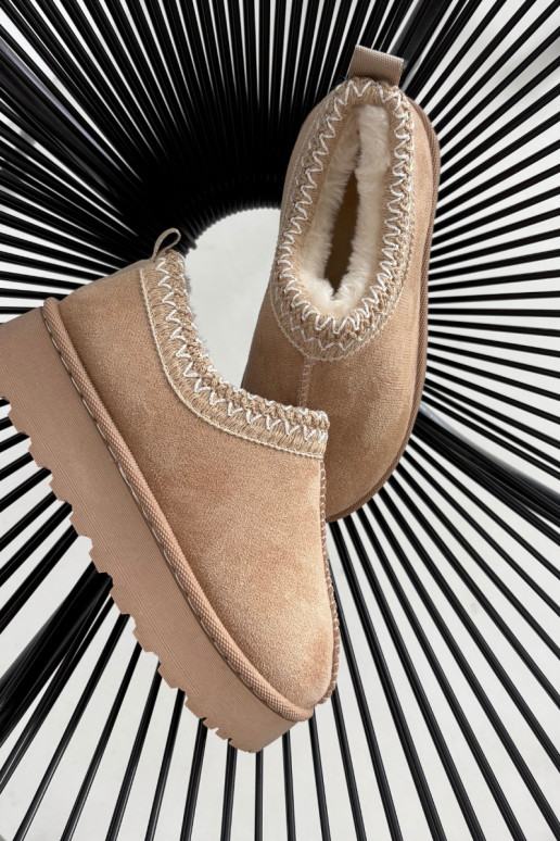 Kindersneeuwlaarzen met borduursel Prina, zandkleur