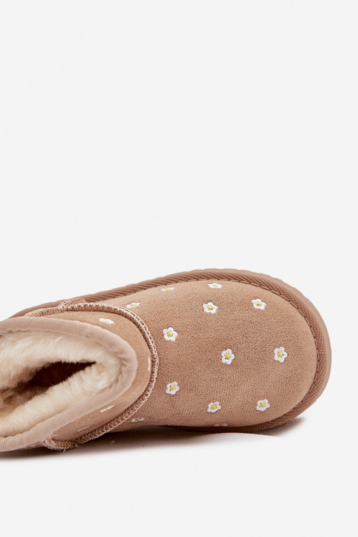 Bottes de neige Puéril Ozdobione avec des motifs florauxuszkami beige Gracina