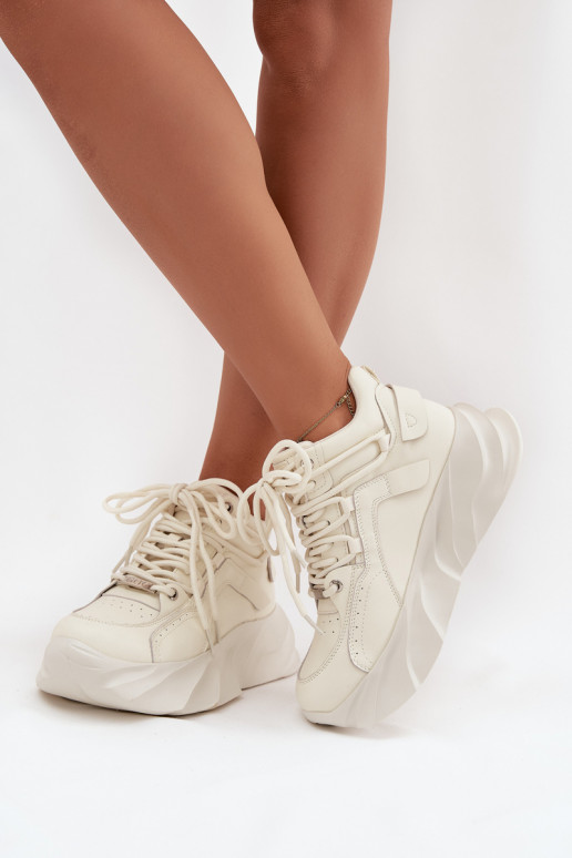 Chaussures modèle baskets Féminin Cuir naturel GOE SS2N4037 Zgaszona Biel