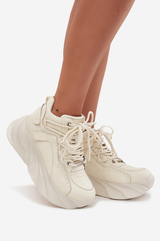 Chaussures modèle baskets Féminin Cuir naturel GOE SS2N4037 Zgaszona Biel