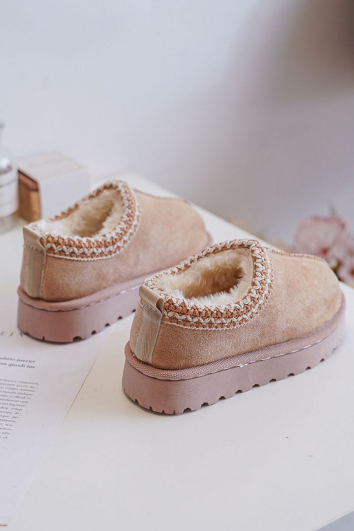 Bottes de neige pour enfants-bottines avec plateforme, isolées en fourrure à l'intérieur, couleur sable Vilabria