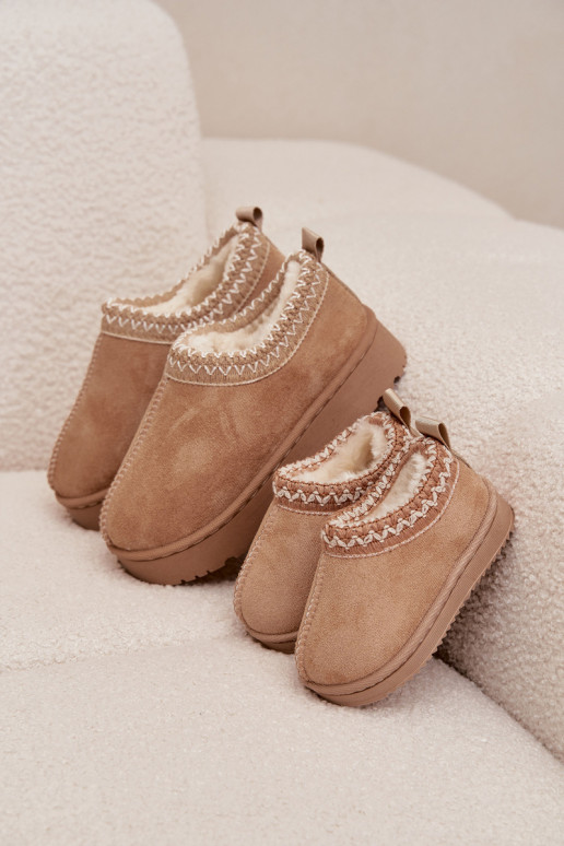 Bottes de neige pour enfants-bottines avec plateforme, isolées en fourrure à l'intérieur, couleur sable Vilabria