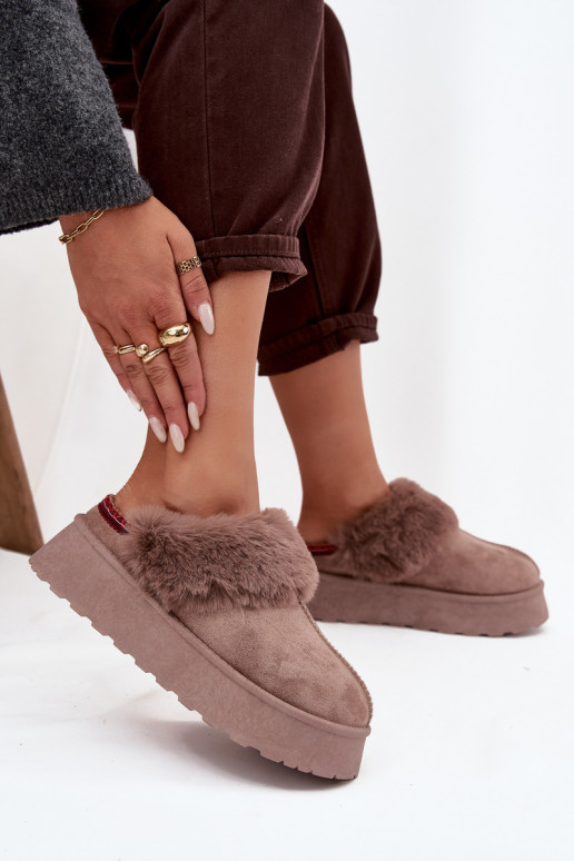 Bottes de neige à plateforme et fourrure avec broderie couleur sable Querina