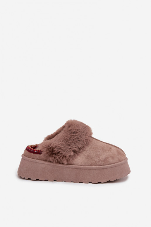 Bottes de neige à plateforme et fourrure avec broderie couleur sable Querina