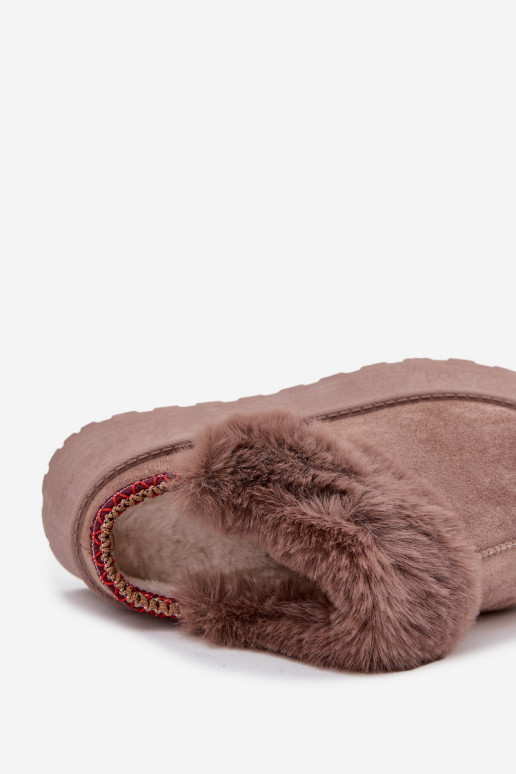 Bottes de neige à plateforme et fourrure avec broderie couleur sable Querina