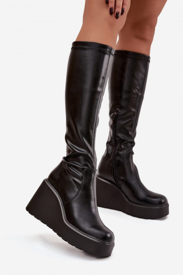 Bottes hautes pour femmes à plateforme noires "Terisse"