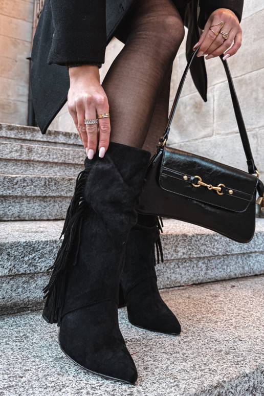 Darlina Damenstiefel mit Fransen gefüttert in Schwarz