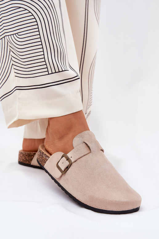 Hausschuhe ChodakI Feminin i mit einer Plattform mit Schnallen Beige Selio