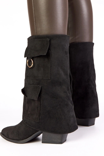 Schwarze Stiefeletten auf Absatz mit Taschen Nadiia