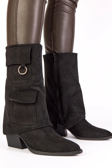 Bottines noires sur talon avec poches Nadiia 2