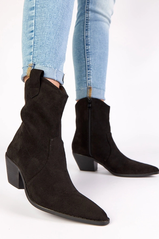 Bottines de cowboy noires sur talon Alka