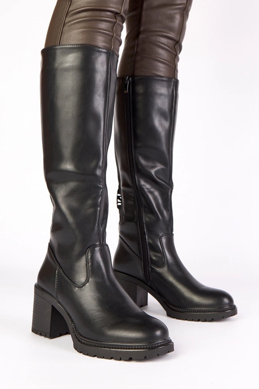 Bottes longues noires sur talon Akija