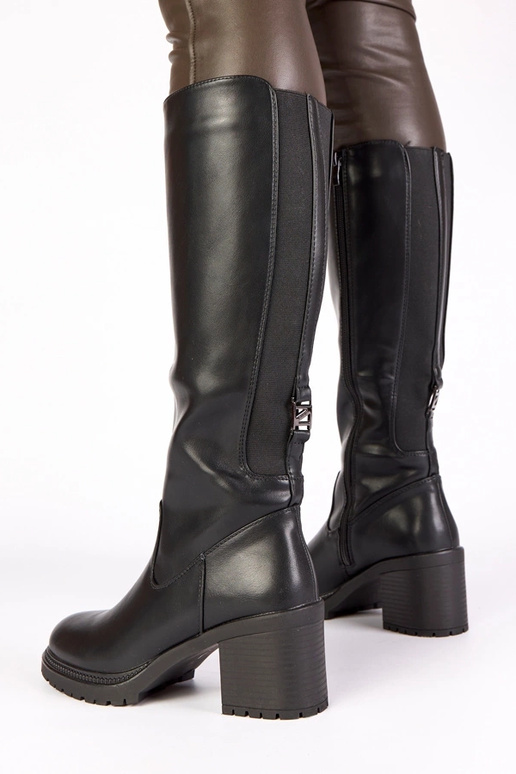 Bottes longues noires sur talon Akija