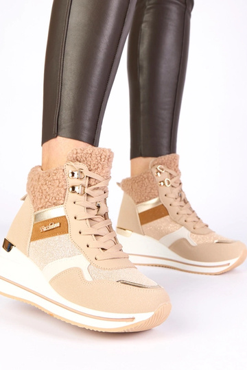 Sandfarbene warme Schneestiefel Sneakers auf Plattform Rolinda 2