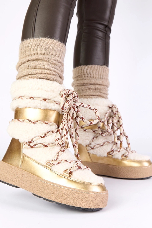 Gouden warme vetersneeuwschoenen met...