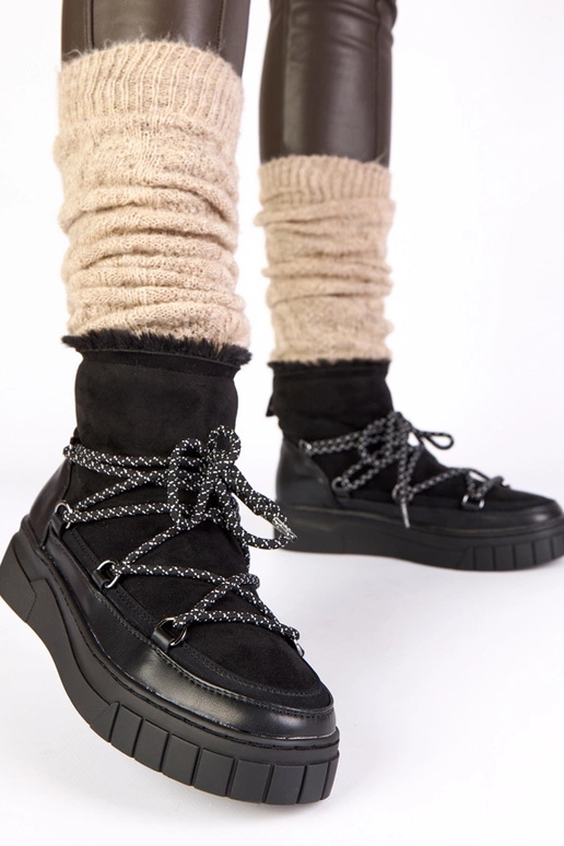 Bottes de neige à lacets noires et...