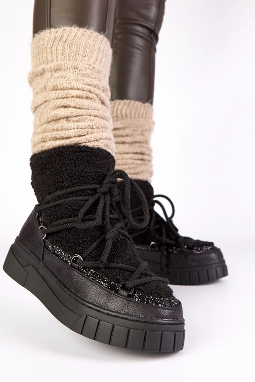 Bottes de neige chaudes noires avec...