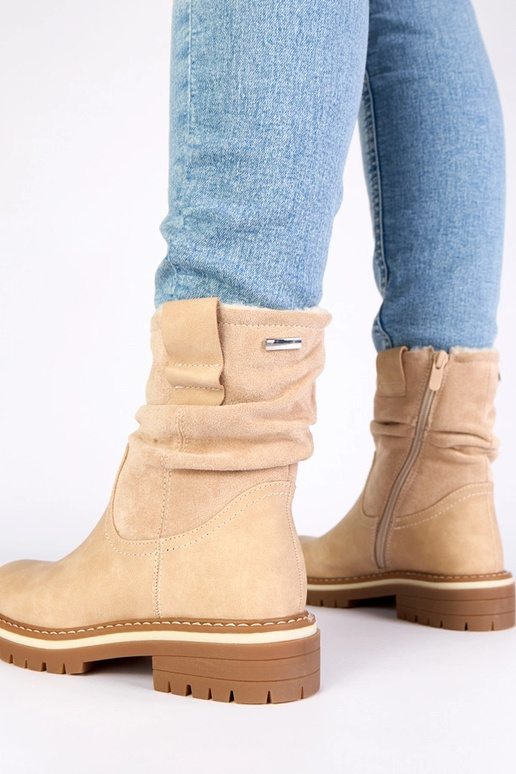 Bottines chaudes sable avec tige...