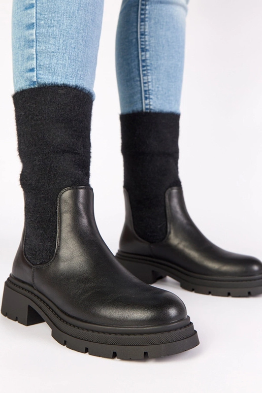 Bottines noires avec élastique et...