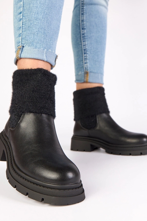 Zwarte enkelboots met elastische...