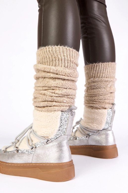 Zilveren warme sneeuwschoenen met...