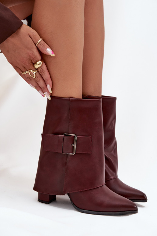 réchauffer Bottes avec des talonsDANSyÀiniętą CholeÀką I avec boucles Bourgogne Ylenara