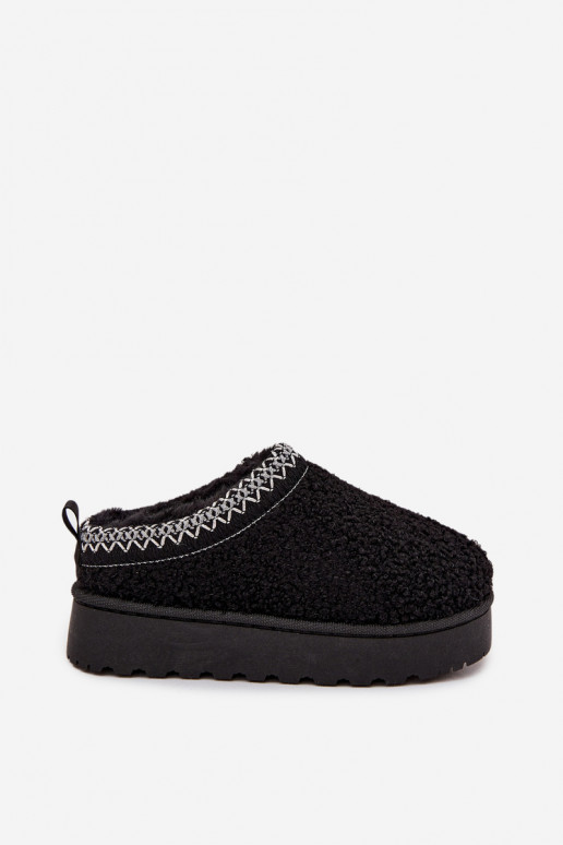 Kinder Schneestiefel für Jugendliche mit Fell Baranek in Schwarz Selathiel