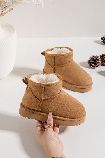 Kindersneeuwlaarzen, gevoerd met bont, Mireya, bruine kleur
