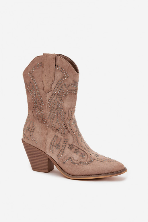 Dames cowboystijl laarzen met decoratie zandkleurig Arlissima