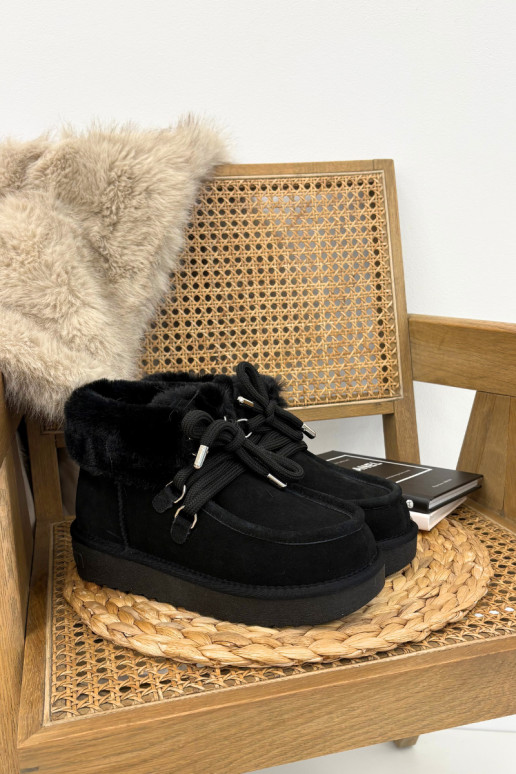 Zwarte dames sneeuwlaarzen van natuurlijk suède D.Franklin DFSH375006