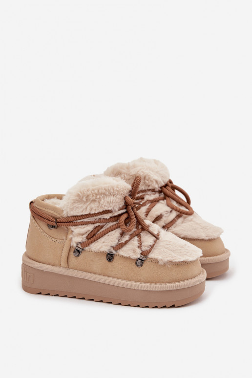 Sandfarbene Kinder-Schneestiefel mit Fell D.Franklin DFSH370011