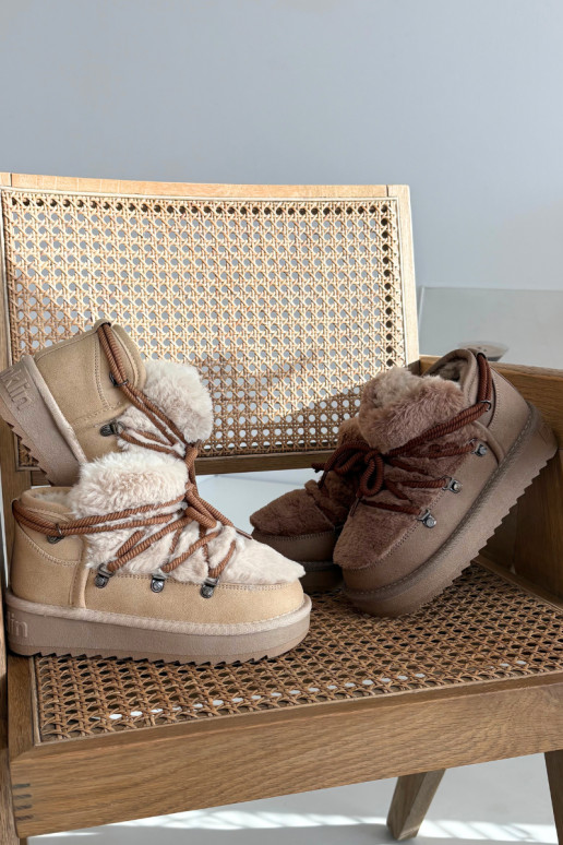 Bottes de neige pour enfants beige avec fourrure D.Franklin DFSH370011