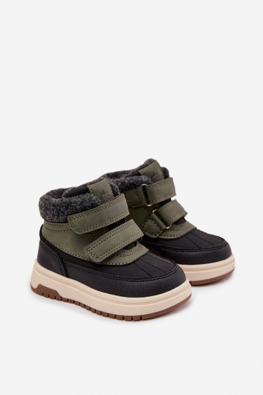 Kindersneestiefel in grün-schwarz mit Klettverschlüssen Darlene