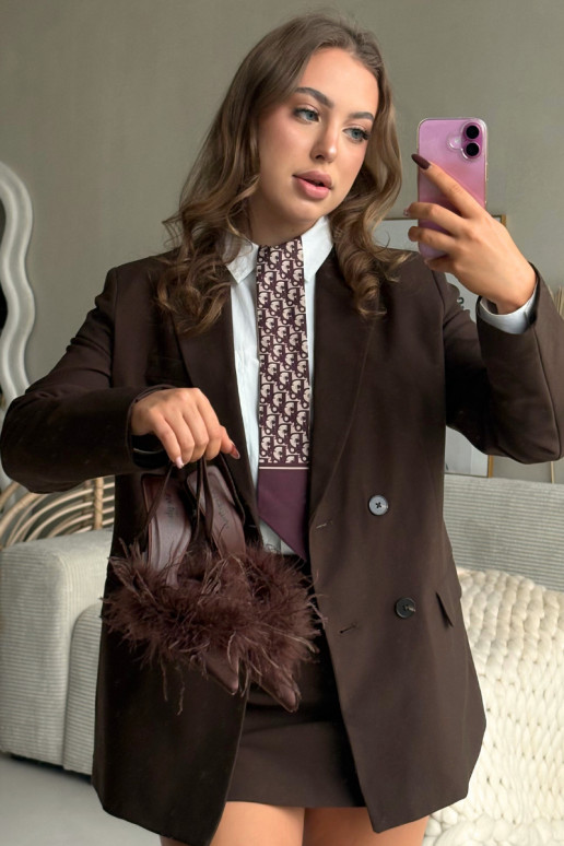 Hoge hakken met veren en open hakken in chocoladekleur Belice