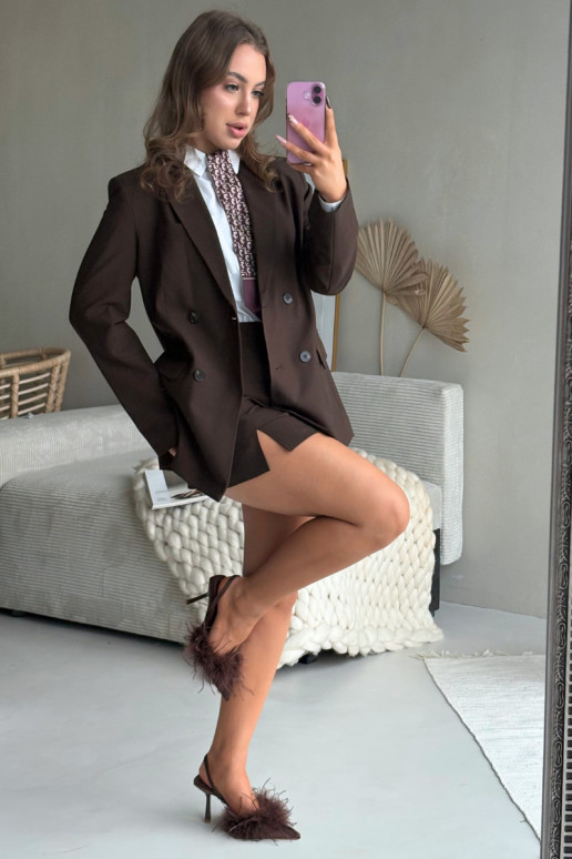 Talons aiguilles avec plumes et talon ouvert couleur chocolat Belice