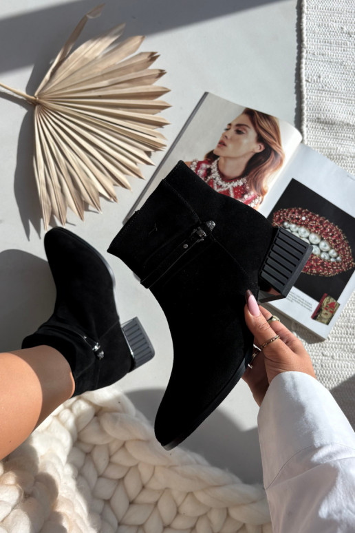 Bottines en simili daim pour femmes chaudes Klocke D&A CR52-651 noires