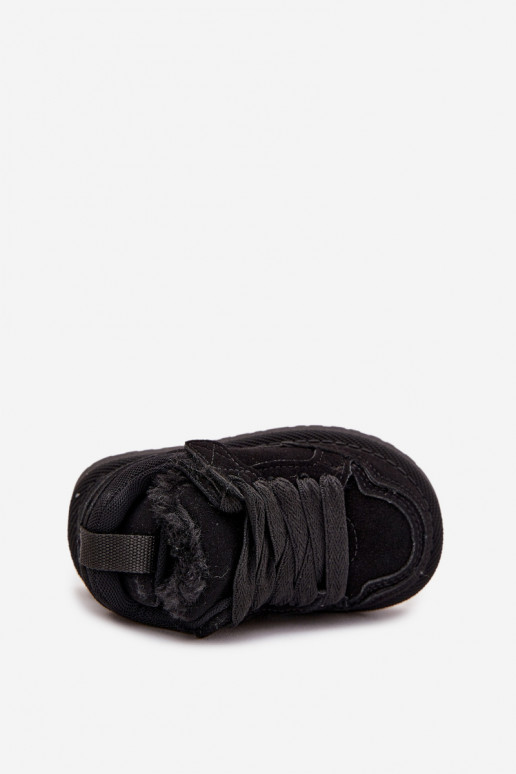 Zwarte warme kinder sneakers met voering van bont Mireen