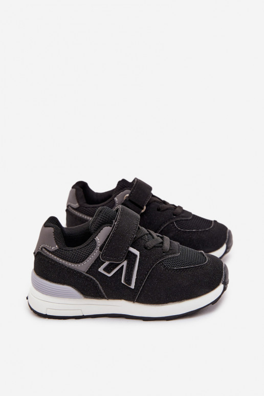 Schwarze Kinder Sportschuhe mit Klettverschluss Galisse