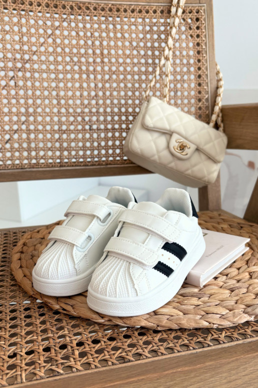 Baskets enfants modèle Sneakers en simili cuir, couleur blanche, Renel