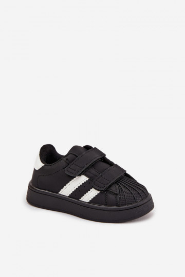 Baskets enfants modèle Sneakers en simili cuir, couleur noire, Renel