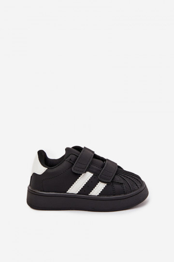 Baskets enfants modèle Sneakers en simili cuir, couleur noire, Renel 2