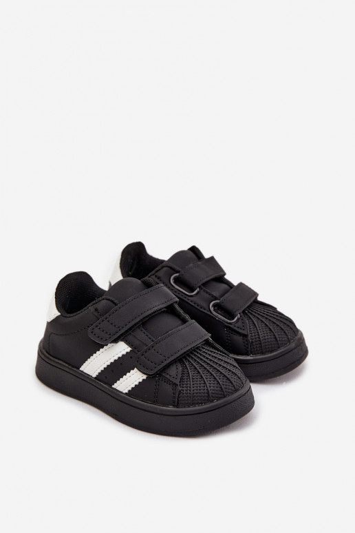 Baskets enfants modèle Sneakers en simili cuir, couleur noire, Renel