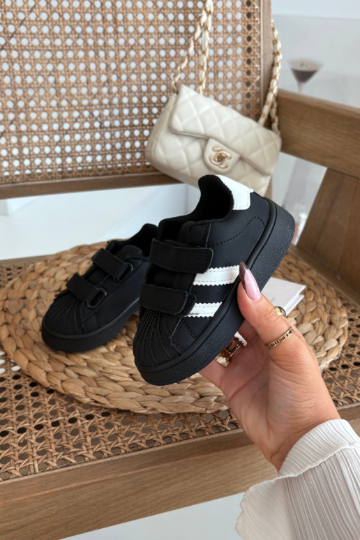 Kindersportschuhe Sneakers aus Kunstleder in Schwarz, Renel
