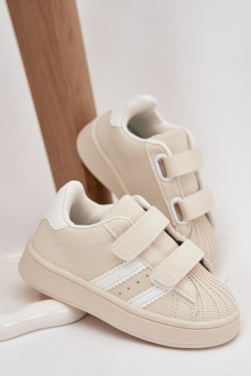 Kinderen sportschoenen Sneakers model van kunstleer, zandkleur, Renel