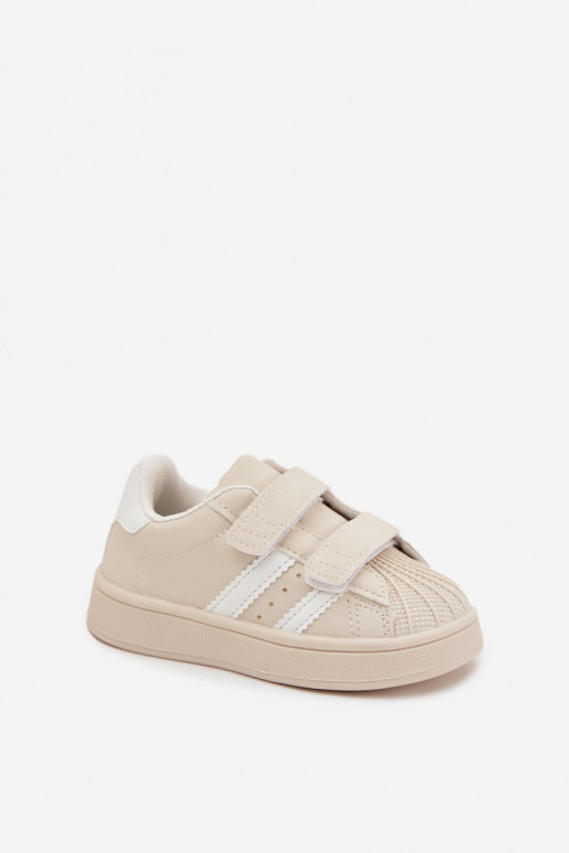 Kinderen sportschoenen Sneakers model van kunstleer, zandkleur, Renel