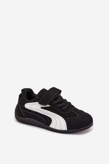 Kinder sneakers met klittenbandsluiting in zwart en wit Perrin 2